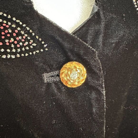 Vintage Black Velour Glitter Jacket Size 18W Maggie McNaughton Evening Party - Picture 3 of 6